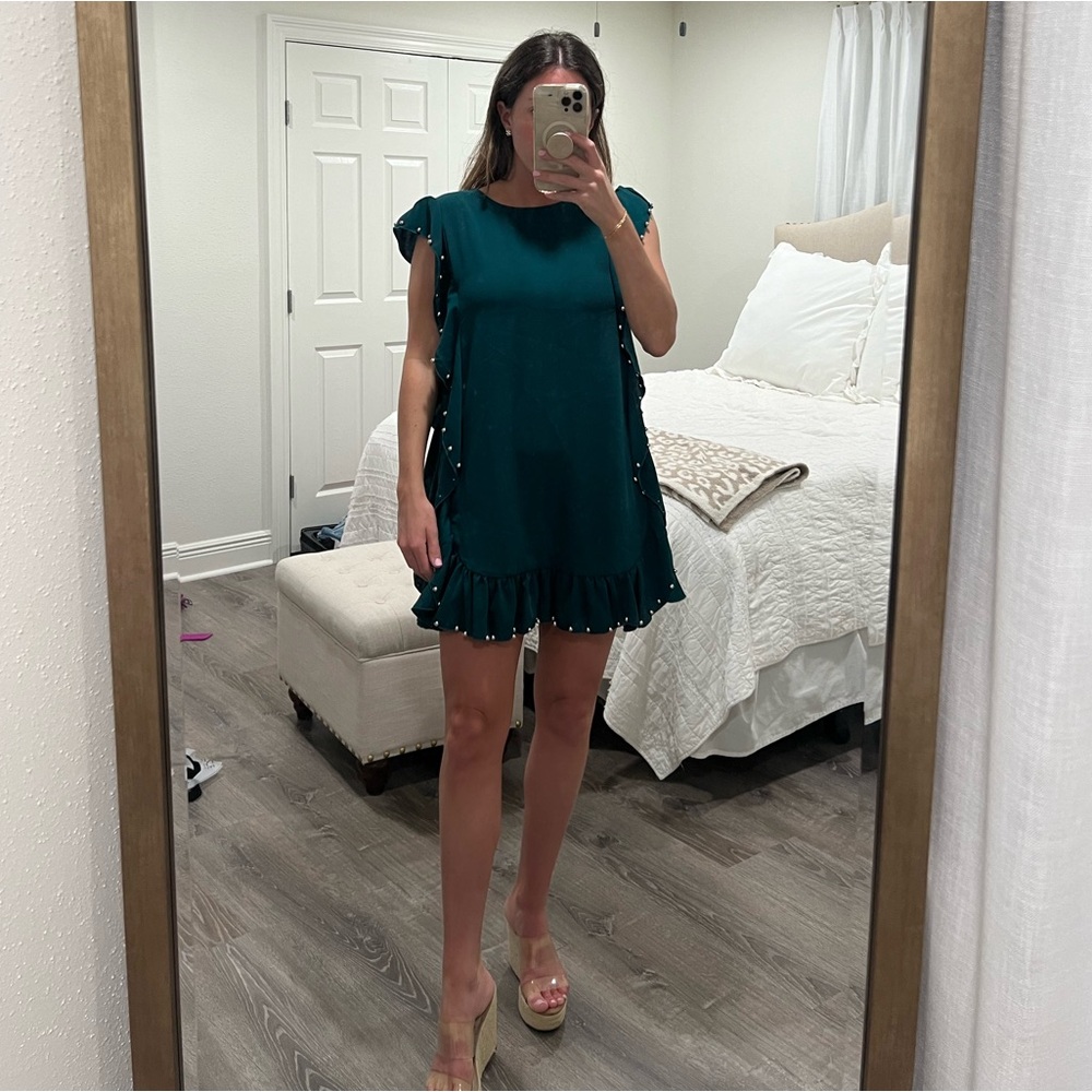 Teal mini shift dress